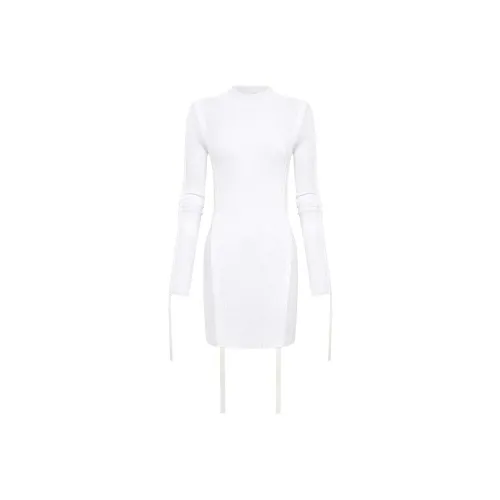 DION LEE Слоновая кость Женские Длинные Платья с Рукавами