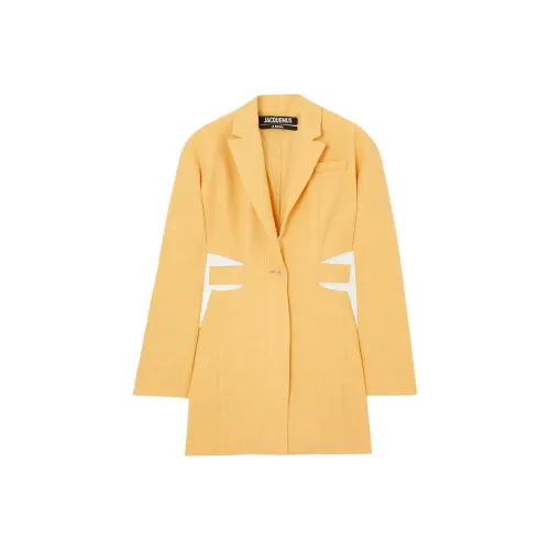 Jacquemus Желтое Женское Длинное Платье с Рукавами