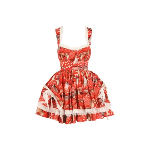 Selkie Коллекция SS24 Slip Платье Женские Секвойя Мясо Сыры Принт