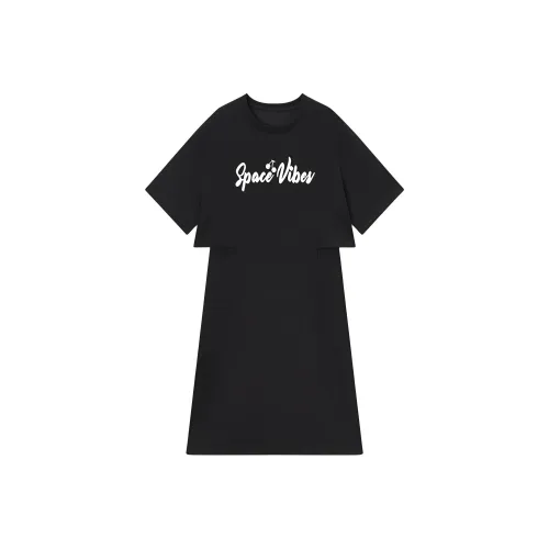 EICHITOO Короткое платье с короткими рукавами женское черное