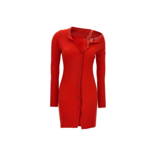Jacquemus Red Женские Длинные Платья с Рукавами