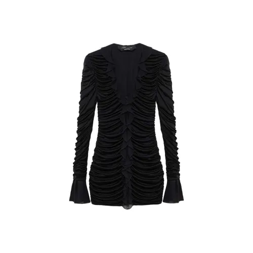 Blumarine SS23 Длинное платье с длинными рукавами женское черное