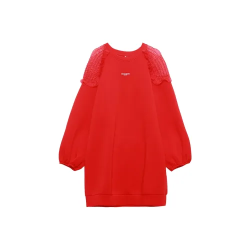 MUGUOGUOMU Длинное платье с длинными рукавами женское новогодний красный