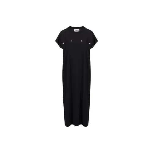 Цвет айсберга SS25 Короткий рукав Платье Женское Черное