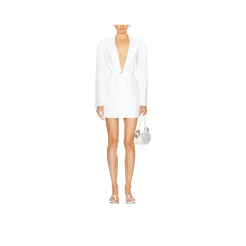 NORMA KAMALI Длинное платье с длинными рукавами женское белое