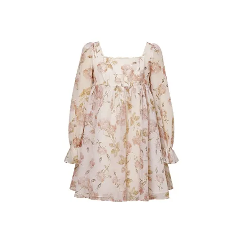 TAMMY TANGS Оранжево-розовый принт женские длинные рукава платья