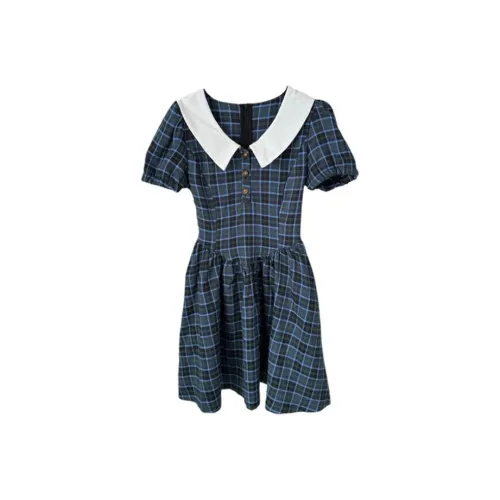 ZCDECO Короткий рукав Платье Женское Синее