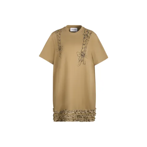 Valeria Obbaco Короткий рукав Платье Женское Хаки