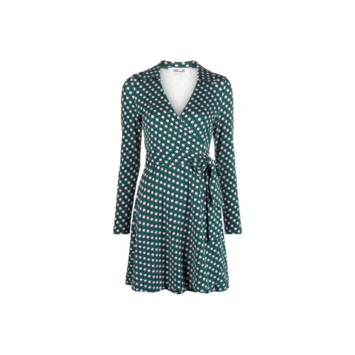 DVF Diane Von Furstenberg FW24 Длинное платье с длинными рукавами женское лесной зеленый