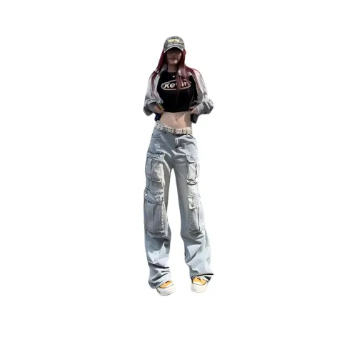 JIYILIAN Джинсы Унисекс Деним Синий