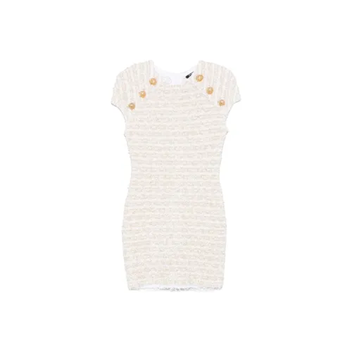 BALMAIN Короткое платье с короткими рукавами женское белое