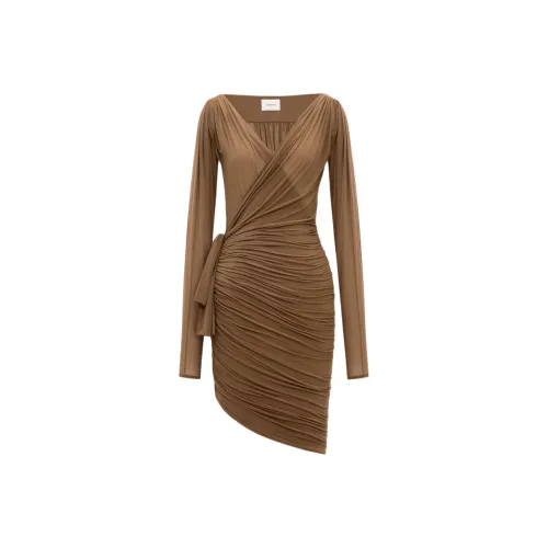 SAINT LAURENT Длинное платье с длинными рукавами женское цвет Hazel коричневый