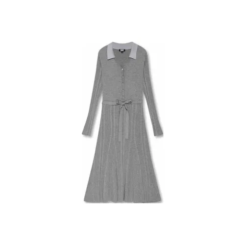 DKNY Длинное платье с длинными рукавами женское серое