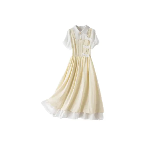 ABBY GODDESS Короткое платье с короткими рукавами женское желтое