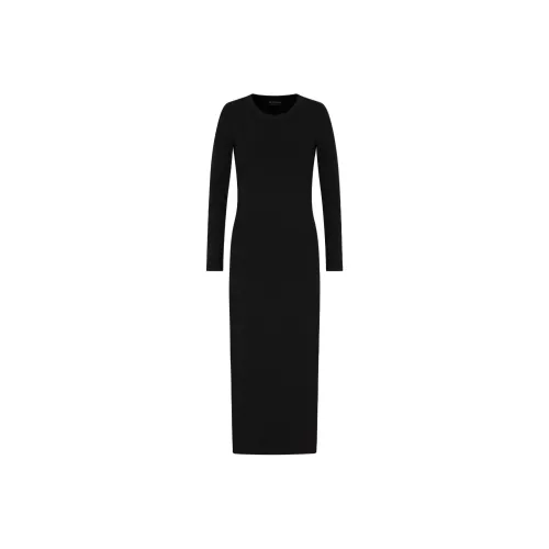 EMPORIO ARMANI Длинное платье с длинными рукавами женское черное