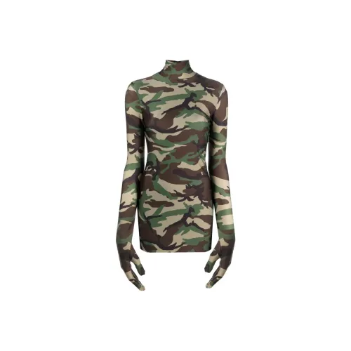 Vetements Хаки Женские Длинные Платья с Рукавами