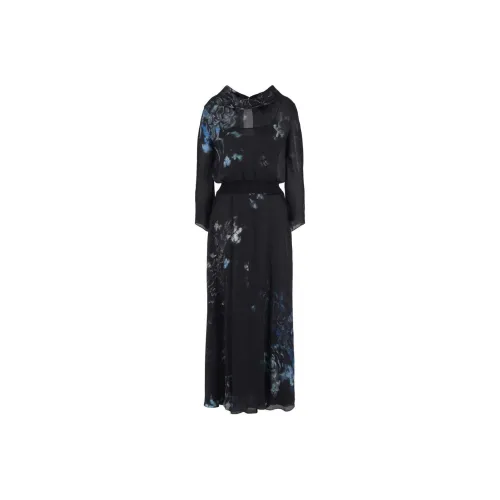 GIORGIO ARMANI SS24 Длинное платье с длинными рукавами женское черное