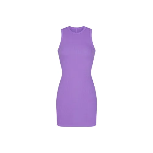 SKIMS Хлопок RIB TANK Платье Без рукавов Платье Женское Ультра Фиолетовый ULTRA VIOLET