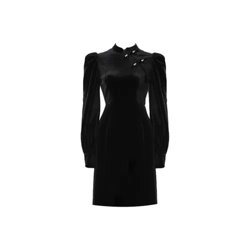 DPLAY SS24 Длинное платье с длинным рукавом женское