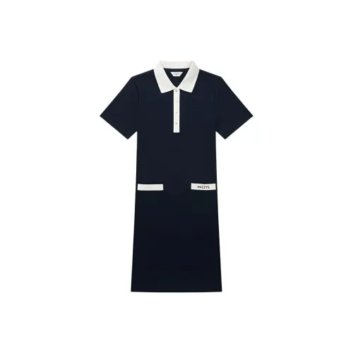 HAZZYS Короткое платье с короткими рукавами женское темно-синее