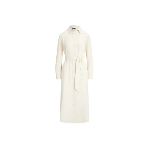 Polo Ralph Lauren Длинное платье с длинными рукавами женское бежевый