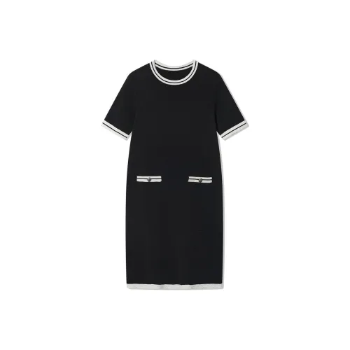 COVERINS Короткий рукав Платье Женское Черное