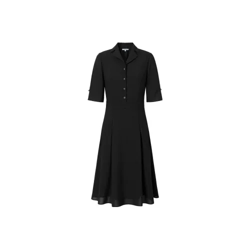JZ Juzui Короткий рукав Платье Женское Черное