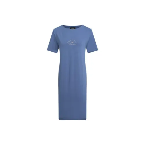 EMPORIO ARMANI Короткое платье с короткими рукавами женское синее