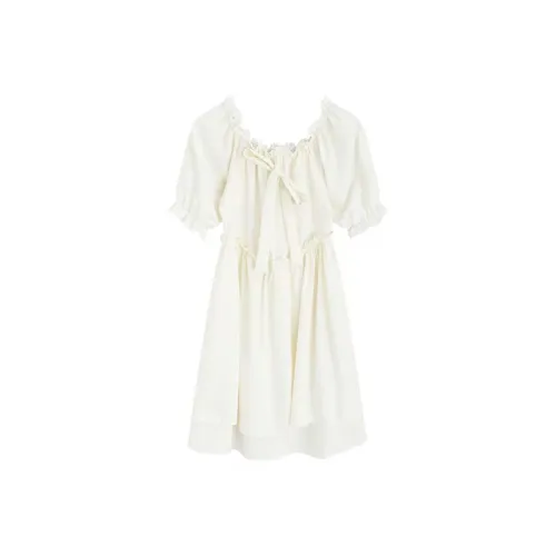 SECFLY OFFICIAL Короткий рукав Платье Женское Абрикосовое