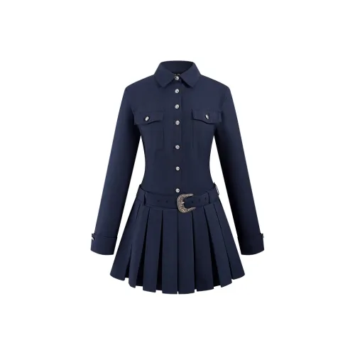 A21 Длинное платье с длинными рукавами женское королевский синий