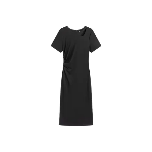 Famanxuan Короткий рукав Платье Женское Розовый Черный