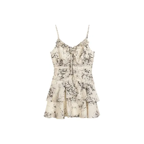 Ouyang Slip Платье Женское Цветочное Бежевое