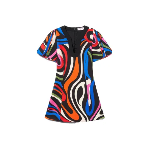 EMILIO PUCCI Многоцветные Женские Платья с Коротким Рукавом