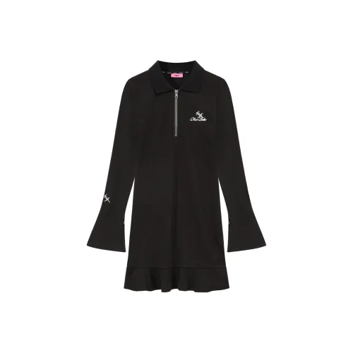 CHUU Черное Женское Длинное Платье с Рукавами