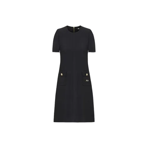 KARL LAGERFELD Короткий рукав Платье Женское Черное