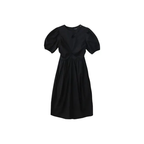 DEER AND FLYER Короткий рукав Платье Женское Ночной черный