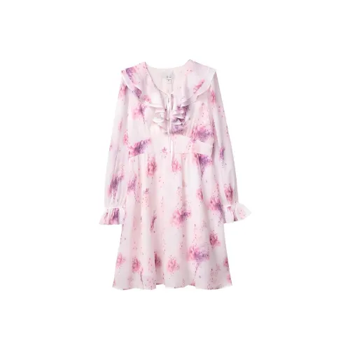 emu Print Женские Длинные Рукава Платья