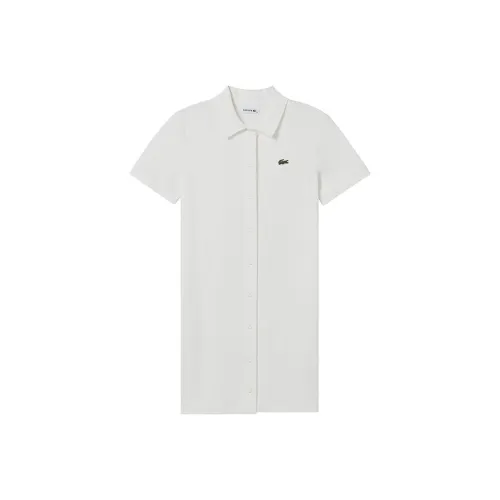 LACOSTE Экрю Женские Платья с Коротким Рукавом