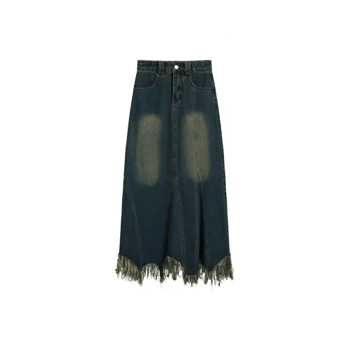 PLANE DRIFT SS25 Denim Long Skirt Women's Denim Blue