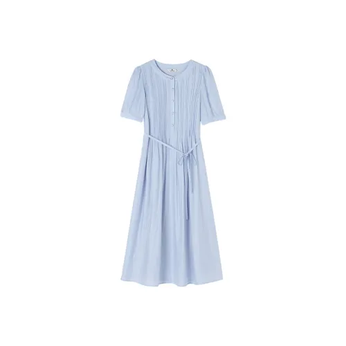 XIANGYING Blue Женские Короткие Платья с Рукавами