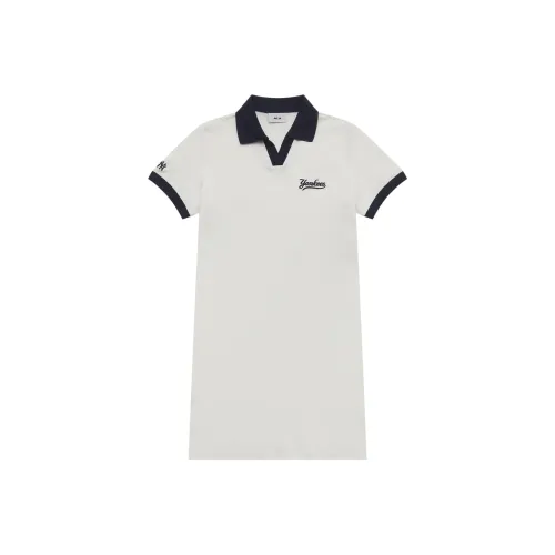 Mlb Base Logo New York Yankees Basic Collection SS25 Короткий рукав Платье Женское белое