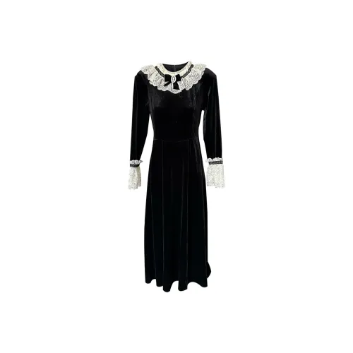 ARIADNAW STUDIO Длинное платье с длинными рукавами женское черное