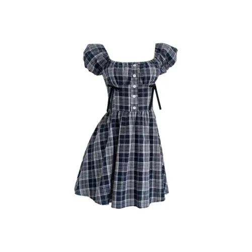 MO VOICE Короткий рукав Платье Женское Cold Brew Синий