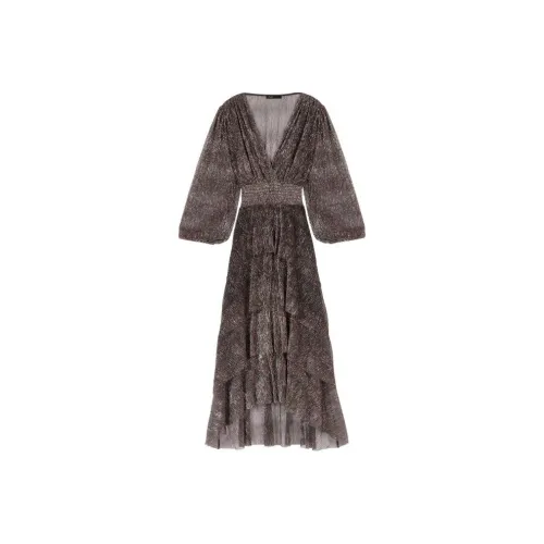 Maje Длинное платье с длинными рукавами женское коричневое