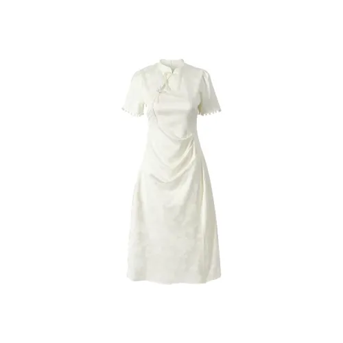 SCCREBEL OFFICIAL Короткий рукав Платье Женское Абрикосовое