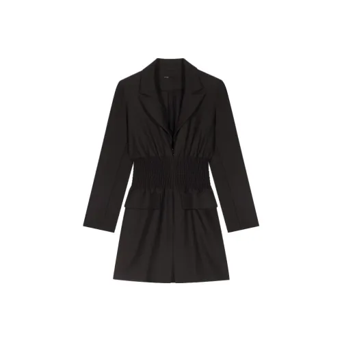 Maje Длинное платье с длинными рукавами женское черное