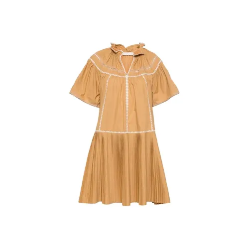 Ulla Johnson Deep Желтый Женские Короткие Платья с Рукавами