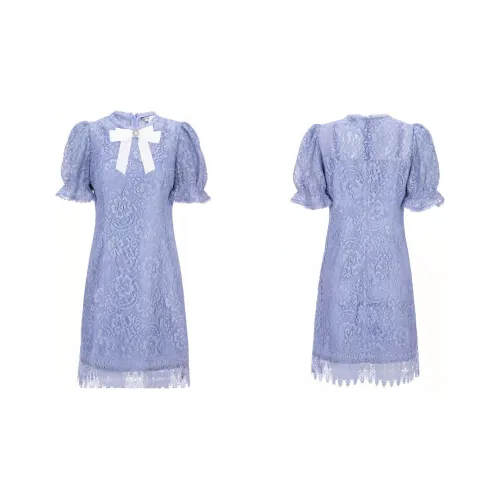 AIVEI Глициниево-фиолетовый Женские Платья с Коротким Рукавом