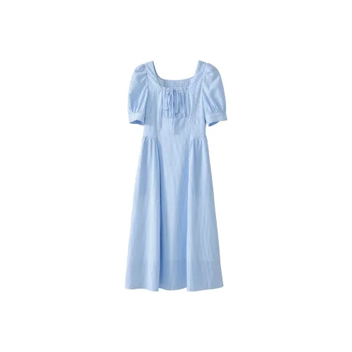 Fstudio Blue Женские Короткие Платья с Рукавами