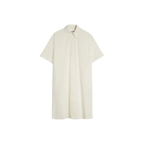 JIL SANDER Белое Женское Короткое Платье с Рукавами